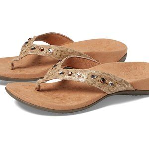 Vionic Lucia Sandal Size 7 1/2 M, Metallic gold with jewels EUC (with box)